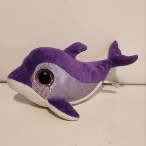 8” Ty Flips Purple Sparkly Dolphin Plush Stuffed Animal